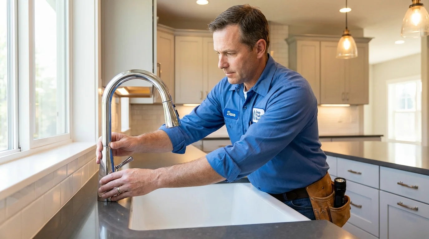 Kitchen faucet installation by Johns Plumbing LLC in Poolesville